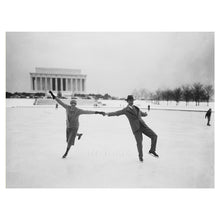 Load image into Gallery viewer, Digitally Restored and Enhanced 1930 Ice Skating Lincoln Memorial Print - Washington DC Reflecting Pool Winter Scene - National Mall - Archival Print

