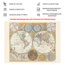 Load image into Gallery viewer, Digitally Restored and Enhanced 1794 Dunn World Map in Hemispheres Print - Georgian Double Globe Captain Cook Voyages Astronomy - Enlightenment - Archival Print
