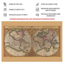 Load image into Gallery viewer, Digitally Restored and Enhanced 1587 Mercator World Map Print - Rumold Double Hemisphere Renaissance Terra Australis Globe - Age of Discovery - Archival Print
