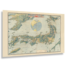 Load image into Gallery viewer, Digitally Restored and Enhanced 1918 Topographic Map of Japan Print - Taisho Era Empire Archipelago Mountains Relief Survey - WWI Era - Archival Print
