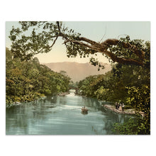 Cargar imagen en el visor de la galería, Digitally Restored and Enhanced 1890 Meeting of the Waters Killarney Ireland Print - Photochrom County Kerry Muckross Lake - Victorian Era - Archival Print
