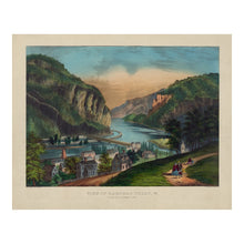 Cargar imagen en el visor de la galería, Digitally Restored and Enhanced 1856 View of Harpers Ferry Print - Currier Ives Potomac River Blue Ridge Mountains - Antebellum Era - Archival Print
