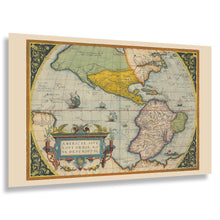 Cargar imagen en el visor de la galería, Digitally Restored and Enhanced 1572 Americas New World Map - Renaissance Exploration Cartography - North and South America Galleons - Museum-Quality Print
