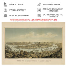 Load image into Gallery viewer, Digitally Restored and Enhanced 1874 Pittsburgh Pennsylvania Bird's Eye View Map - Three Rivers Confluence - Industrial Era Cityscape - Museum-Quality Print
