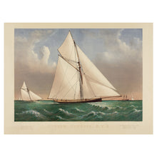 Cargar imagen en el visor de la galería, Digitally Restored and Enhanced 1885 Cutter Genesta Print - Currier Ives Yacht Racing Royal Squadron Gilded Age Maritime - British Sail - Archival Print
