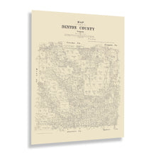 Load image into Gallery viewer, Digitally Restored and Enhanced 1879 Denton County Texas Map Print - History Map of the County of Denton Texas Wall Art - Vintage Texas Map Poster
