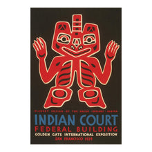 Cargar imagen en el visor de la galería, Digitally Restored and Enhanced 1939 Indian Court Haida Blanket Alaska Golden Gate Exposition WPA Federal Art Project Poster - Depression Era Art Deco - Archival Reproduction
