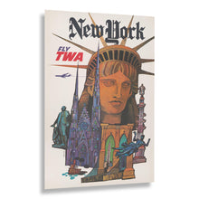 Load image into Gallery viewer, Digitally Restored and Enhanced 1970 New York City TWA Vintage Airline Travel Poster - Jet Age Aviation Skyline Art - Museum-Quality Print
