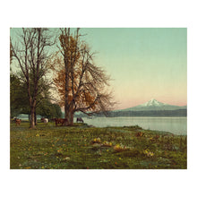 Cargar imagen en el visor de la galería, Digitally Restored and Enhanced 1901 Mt. Hood Print - Columbia River Oregon Pastoral - Cascade Range Farmland Oregon Trail - Archival Print
