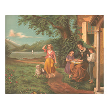 Cargar imagen en el visor de la galería, Digitally Restored and Enhanced 1877 Mother and Children Reading Bible Print - Victorian Religious Family Devotion Domestic - Archival Print
