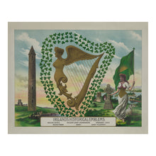 Load image into Gallery viewer, Digitally Restored and Enhanced 1894 Ireland Print - Historical Emblems Celtic Heritage Symbols - Victorian Irish Culture - Archival Print
