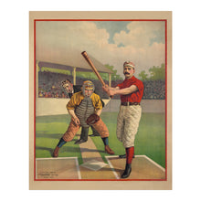 Cargar imagen en el visor de la galería, Digitally Restored and Enhanced 1895 Baseball Poster - Gilded Age Americas Pastime - Batter Pitcher Diamond Sports History - Archival Print
