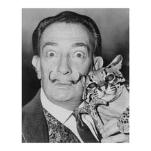 Load image into Gallery viewer, Digitally Restored and Enhanced 1965 Salvador Dali Photo - Surrealist Artist with Ocelot - St Regis Hotel New York Portrait - Archival Print
