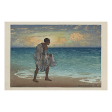 Cargar imagen en el visor de la galería, Digitally Restored and Enhanced 1920 Hawaii Photo - Hawaiian Fisherman Traditional Fishing - Pacific Island Indigenous Culture - Archival Print
