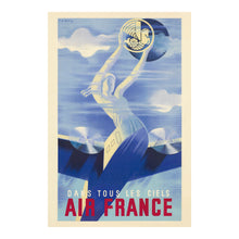 Load image into Gallery viewer, Digitally Restored and Enhanced 1935 French Aviation Print - Dans Tous les Ciels - Art Deco Winged Victory Golden Age Airline - Archival Print

