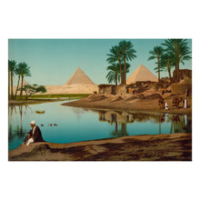 Load image into Gallery viewer, Digitally Restored and Enhanced 1890 Egypt Poster Print - Pyramids and Fellahs Cairo Giza - Rural Agricultural Victorian Egyptology - Archival Print
