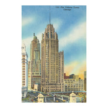 Load image into Gallery viewer, Digitally Restored and Enhanced 1950 Tribune Tower Chicago Print - Gothic Skyscraper Architecture - Michigan Avenue Landmark - Archival Print
