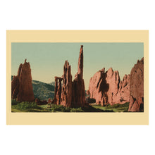 Load image into Gallery viewer, Digitally Restored and Enhanced 1898 Cathedral Spires Print - Garden of the Gods Colorado Springs - Western Geological Formation - Archival Print

