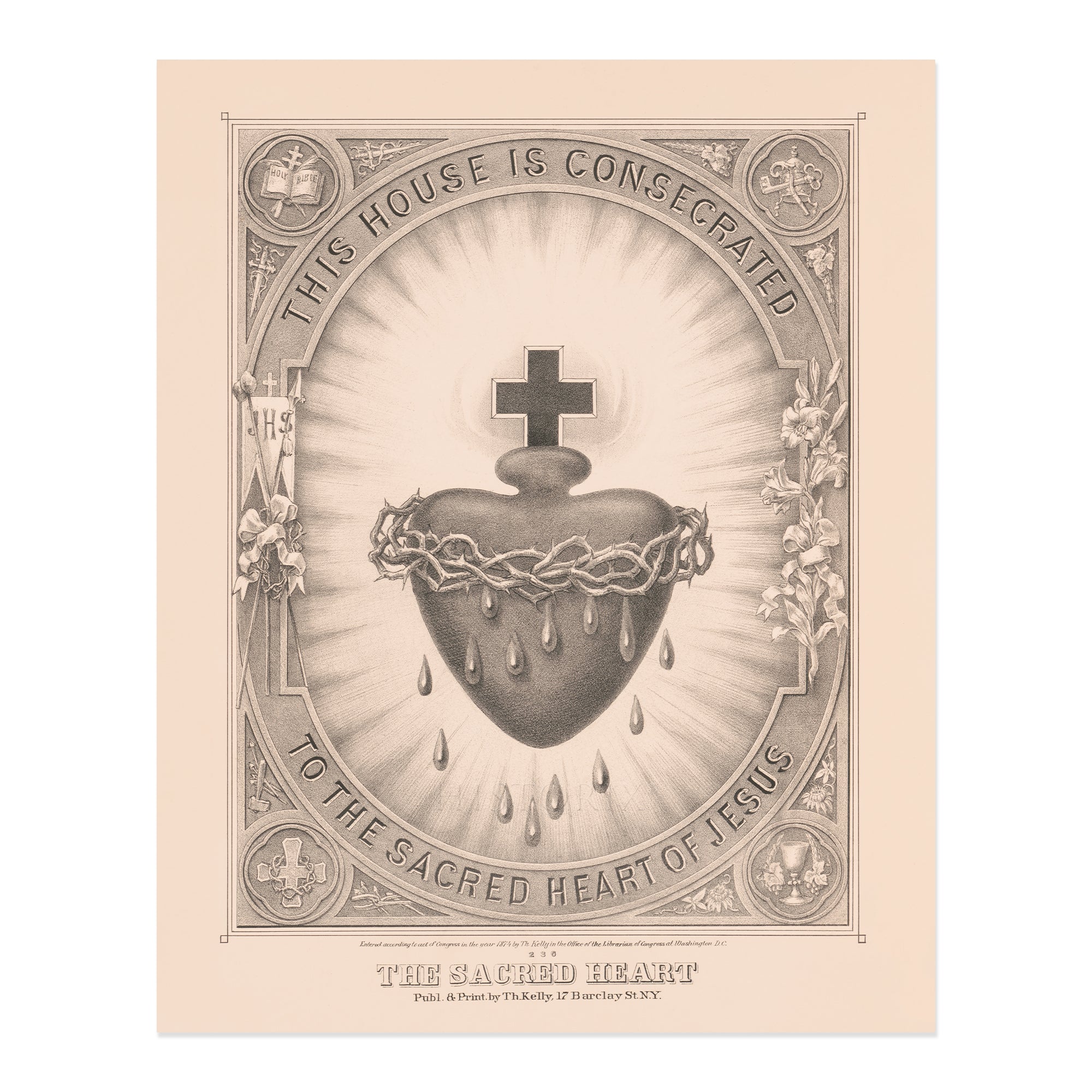 1874 The Sacred Heart of Jesus Picture Photo Poster Print Wall Art –  Historic Prints, image size:2000x2000