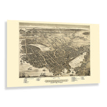 Load image into Gallery viewer, Digitally Restored and Enhanced 1877 Portsmouth New Hampshire Map Print - Vintage Bird&#39;s Eye View of Portsmouth City Rockingham County NH Map Poster
