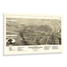 Load image into Gallery viewer, Digitally Restored and Enhanced 1883 Watertown South Dakota Map Poster - Old Bird&#39;s Eye View Map of Watertown Codington County South Dakota Wall Art Print
