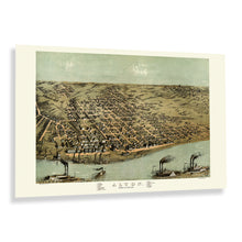 Cargar imagen en el visor de la galería, Digitally Restored and Enhanced 1867 Alton Illinois Map Poster - Bird&#39;s Eye View Map of Illinois Poster - Vintage Alton Madison County Illinois Map Print
