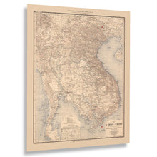 Load image into Gallery viewer, Digitally Restored and Enhanced 1895 Indochina Map Print - Vintage Map of Indochina Poster Wall Art - Old Vietnam Laos Cambodia Map in Southeast Asia
