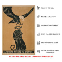 Load image into Gallery viewer, Digitally Restored and Enhanced 1918 America Tribute to Britain World War I Patriotic Poster - WWI Allied Propaganda Art - Archival Reproduction
