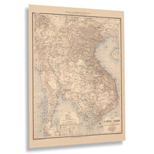 Cargar imagen en el visor de la galería, Digitally Restored and Enhanced 1895 Indochina Map Print - Vintage Map of Indochina Poster Wall Art - Old Vietnam Laos Cambodia Map in Southeast Asia
