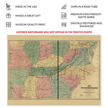 Load image into Gallery viewer, Digitally Restored and Enhanced 1866 Civil War Military Railroad Map Union Army - Reconstruction Era Cartography - Transportation History - Museum Reproduction

