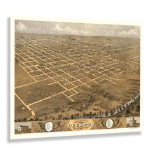 Cargar imagen en el visor de la galería, Digitally Restored and Enhanced 1869 Decatur Illinois Map Poster - Vintage Bird&#39;s Eye View Map of Decatur City Macon County Illinois Wall Art Print
