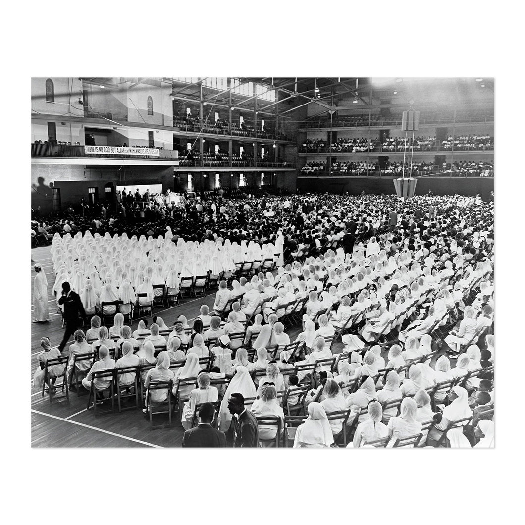 Digitally Restored and Enhanced 1964 Elijah Muhammad Photo Print - Old Photo of Elijah Muhammad Addressing an Assembly of Muslim Followers Wall Art Poster