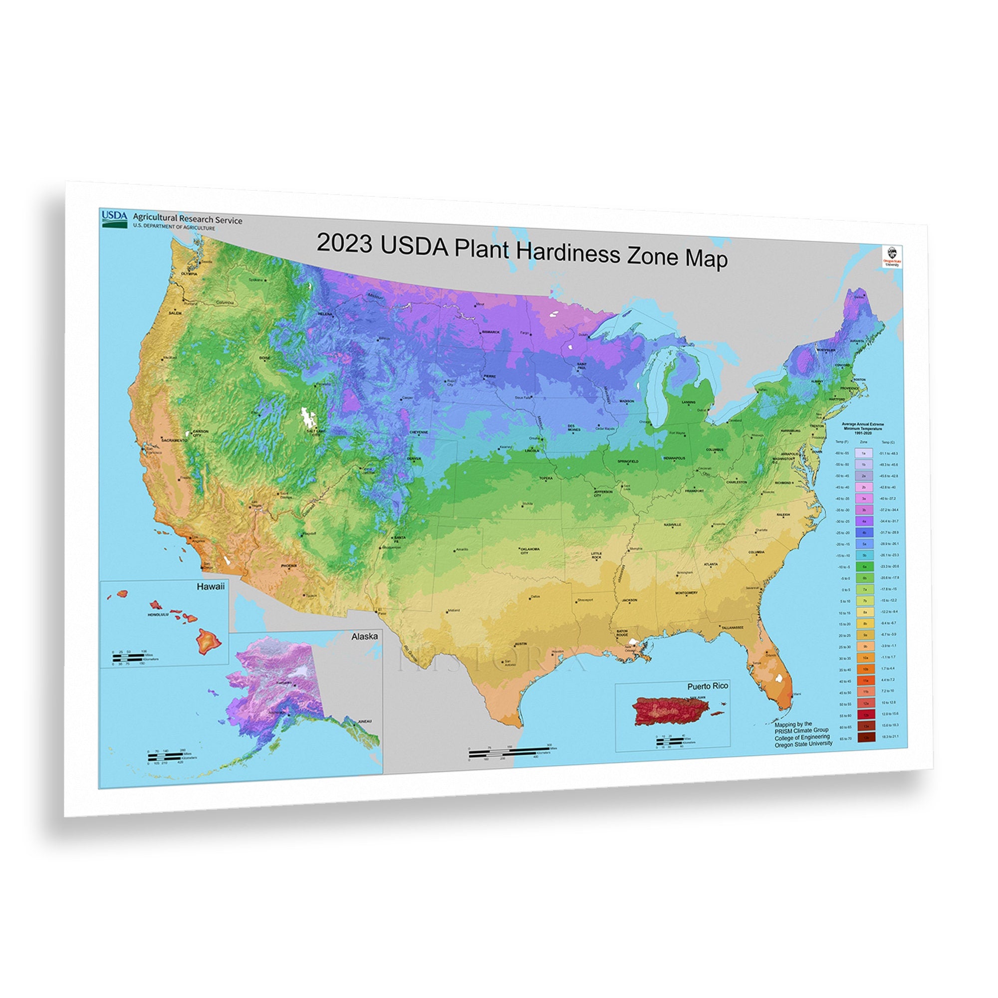 ZONE 図録 2023 USDA Plant Hardiness Zone Map Poster Wall Art Print