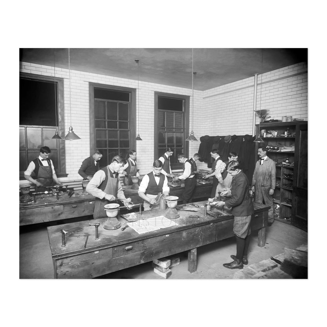Digitally Restored and Enhanced 1900 St. George's Trade School Photo Print - Old Poster Photo of Plumbing Class in St. George's Trade School New York City