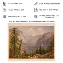 Cargar imagen en el visor de la galería, Digitally Restored and Enhanced 1871 Yosemite Valley California Landscape Art Print - National Park Western Scenery - Museum-Quality Print
