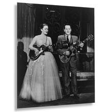 Load image into Gallery viewer, Digitally Restored and Enhanced 1957 Les Paul &amp; Mary Ford Photo Print - Vintage Portrait Photo of Les Paul and Mary Ford Playing Guitar Poster
