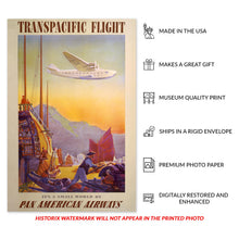Load image into Gallery viewer, Digitally Restored and Enhanced 1938 Transpacific Flight Vintage Airline Poster - Golden Age Aviation - Asia Pacific Travel Art - Museum-Quality Print
