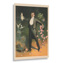 Load image into Gallery viewer, Digitally Restored and Enhanced 1899 Zan Zig Magician Poster - Rabbit and Roses - Victorian Vaudeville Golden Age Theater - Archival Print
