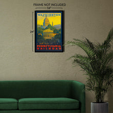 Load image into Gallery viewer, Digitally Restored and Enhanced  1940 Washington DC Pennsylvania Railroad Poster - Vintage Capitol Locomotive Art - American Railway Tourism History - Museum-Quality Print
