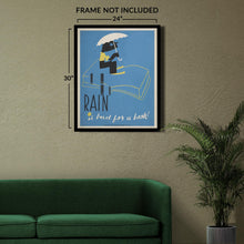 Load image into Gallery viewer, Digitally Restored and Enhanced 1936 Chicago Rain is Bad for a Book WPA Federal Art Project Library Poster - Depression Era Art Deco - Archival Reproduction
