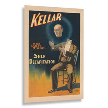 Cargar imagen en el visor de la galería, Digitally Restored and Enhanced 1897 Kellar Magician Poster - Self Decapitation Mystery - Victorian Golden Age Theater Magic - Archival Print
