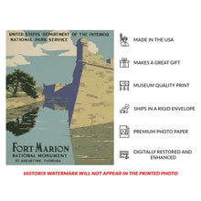 Cargar imagen en el visor de la galería, Digitally Restored and Enhanced 1938 Fort Marion St Augustine Florida National Park WPA Federal Art Project Poster - Depression Era Art Deco - Archival Reproduction
