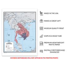 Cargar imagen en el visor de la galería, Digitally Restored and Enhanced 1970 Khmer Empire Cambodia Map Print - Vintage Map of The Khmer Empire in Cambodia Wall Art - Cambodia History Map Poster
