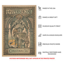 Load image into Gallery viewer, Digitally Restored and Enhanced 1889 Harper's Bazar Christmas Poster - Gilded Age Fashion Magazine Advertising - Vintage Victorian Holiday Art - Museum-Quality Print
