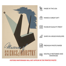 Load image into Gallery viewer, Digitally Restored and Enhanced1940 Museum of Science Industry Chicago Poster - WPA Federal Art Project - Depression Era Art - Archival Print
