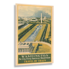 Load image into Gallery viewer, Digitally Restored and Enhanced 1930 Washington DC Railroad Travel Poster - Vintage National Mall Capitol Tourism - American Railway Travel Art - Museum-Quality Print
