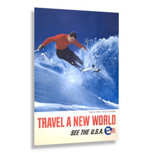 Load image into Gallery viewer, Digitally Restored and Enhanced 1962 Skiing at Aspen Colorado Winter Resort Travel Poster - Mid-Century Winter Sports Tourism - Archival Reproduction
