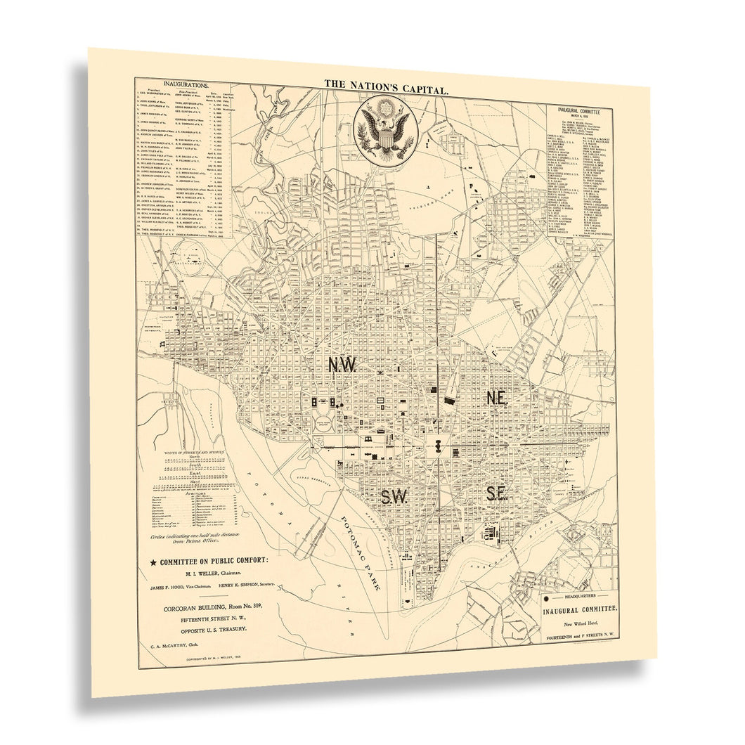 Digitally Restored and Enhanced 1905 The Nation's Capital Map Poster - Vintage Map of Washington DC Poster - Historic Washington DC Wall Art Print Map