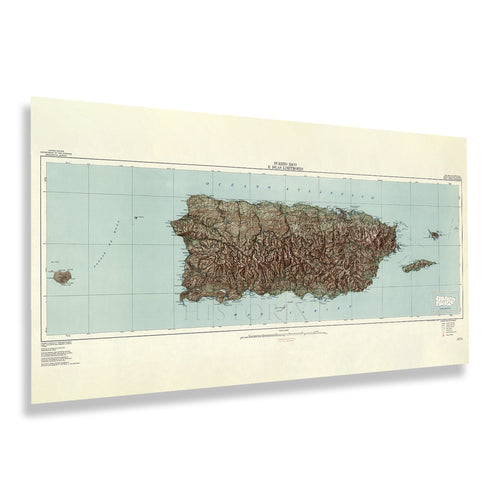 Digitally Restored and Enhanced 1952 Puerto Rico Map Poster - Vintage Wall Map of Puerto Rico E Islas Limitrofes - Old Puerto Rico Map Wall Art Print