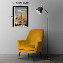 Load image into Gallery viewer, Digitally Restored and Enhanced 1920 Milano Milan Italy Gothic Cathedral Travel Poster - European Tourism Art - Archival Reproduction
